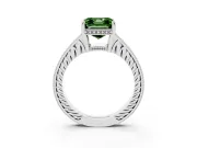 Asscher Cut Engraved Engagement Ring Setting for a Fancy Green Lab-Grown Diamond | White Gold