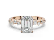 Emerald Cut Solitaire Engagement Ring Setting | Graduated Scattered Accents | Rose Gold