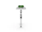 Radiant Cut Halo Engagement Ring Setting for a Fancy Green Lab-Grown Diamond | Bezel Station Shoulders | Platinum
