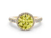 Round Halo Pavé Engagement Ring Setting for a Fancy Yellow Lab-Grown Diamond | Yellow Gold