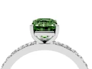 Emerald Cut Pavé Solitaire Engagement Ring Setting for a Fancy Green Lab-Grown Diamond | Single Row Band | Platinum