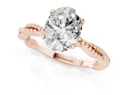Oval Cut Diamond Solitaire Ring Set in Rose gold with Twisted Band and Bead Prong Setting