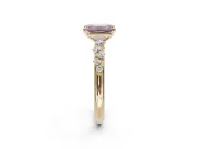 Emerald Cut Graduated Solitaire Engagement Ring Setting for a Fancy Pink Lab-Grown Diamond | Yellow Gold