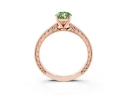 Fancy Green Pear Cut Diamond Solitaire Milgrain Engraved Band Set in Rose gold with Prong Setting