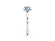 Oval Halo Engagement Ring Setting for a Fancy Blue Lab-Grown Diamond | Plain Polished Band | Platinum