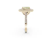 Radiant Cut Double Halo Engagement Ring Setting for a Fancy Yellow Lab-Grown Diamond | Pave Shoulders | Yellow Gold