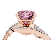 Princess Cut Bypass Engagement Ring Setting for a Fancy Pink Lab-Grown Diamond | Rose Gold