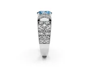 Oval Vintage Milgrain Pave Engagement Ring Setting for a Fancy Blue Lab-Grown Diamond | Crescent Side Rows | Platinum