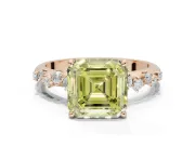 Asscher Cut Graduated Solitaire Engagement Ring Setting for a Fancy Yellow Lab-Grown Diamond | Rose Gold