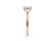 Asscher Cut Hidden Halo Engagement Ring Setting | Thin Plain Band | Rose Gold