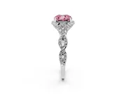 Cushion Cut Milgrain Halo Engagement Ring Setting for a Fancy Pink Lab-Grown Diamond | Graduated Shoulders | Platinum