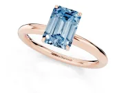 Emerald Cut Low Set Solitaire Engagement Ring Setting for a Fancy Blue Lab-Grown Diamond | Rose Gold