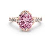 Radiant Cut Floral Petal Engagement Ring Setting for a Fancy Pink Lab-Grown Diamond | Petal Accents | Rose Gold