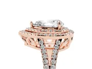 Pear-Shaped Double Halo Split Shank Engagement Ring Setting | Pavé Shoulders | Rose Gold