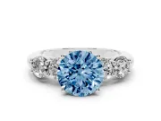 Round 5 Stone Engagement Ring Setting for a Fancy Blue Lab-Grown Diamond | White Gold