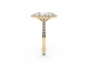 Marquise Raised Halo Engagement Ring Setting | Pave Band | Yellow Gold