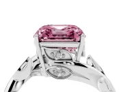 Asscher Cut Twisted Bypass Engagement Ring Setting for a Fancy Pink Lab-Grown Diamond | White Gold