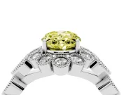 Oval Scalloped Halo Engagement Ring Setting for a Fancy Yellow Lab-Grown Diamond | Heart Pavé Band | Platinum