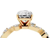 Radiant Cut Diamond Solitaire Twisted Band Set in Yellow gold with Pavé Setting