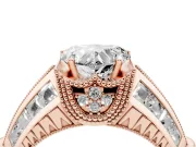 Heart Cut Diamond Vintage-Inspired Milgrain Ring Set in Rose gold with Accent Split Shank