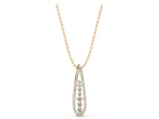 Round Lab-Grown Diamond Graduated Pavé Teardrop Pendant Necklace | Open Frame | Yellow Gold