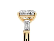 Radiant Cut Three Stone Engagement Ring Setting | Tapered Baguettes | Yellow Gold