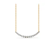 Round Lab-Grown Diamond Graduated Curved Bar Necklace | Shared Prongs | Yellow Gold