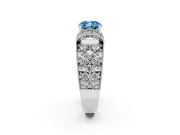 Cushion Cut Vintage Pave Engagement Ring Setting for a Fancy Blue Lab-Grown Diamond | Milgrain Edges | White Gold