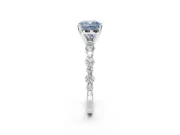 Cushion Cut Pavé Solitaire Engagement Ring Setting for a Fancy Blue Lab-Grown Diamond | Alternating Accents | White Gold
