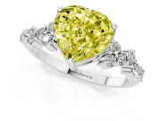 Heart-Shaped Accented Engagement Ring Setting for a Fancy Yellow Lab-Grown Diamond | White Gold