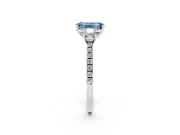 Emerald Cut Three Stone Engagement Ring Setting for a Fancy Blue Lab-Grown Diamond | Pave Shoulders | Platinum