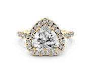 Heart-Shaped Halo Engagement Ring Setting | Tapered Band | Yellow Gold