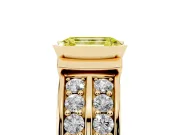 Emerald Cut Half Bezel Engagement Ring Setting for a Fancy Yellow Lab-Grown Diamond | Channel Band | Yellow Gold