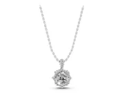 Round Lab-Grown Diamond Pointed Halo Pendant Necklace | Pavé Bail | White Gold