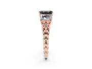 Fancy Black Emerald Cut Diamond Three-Stone Ring Set in Rose gold with Braided Band