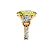 Oval Three Stone Engagement Ring Setting for a Fancy Yellow Lab-Grown Diamond | Pave Shoulders | Yellow Gold