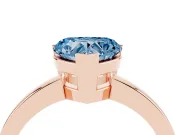 Fancy Blue Heart Cut Diamond Solitaire Ring Set in Rose gold with Prong Head and Smooth Polished Band