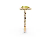 Fancy Yellow Pear Cut Diamond Halo Pavé Split Shank Ring Set in Yellow gold with Prong Setting