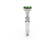 Fancy Green Emerald Cut Diamond Solitaire Ring Set in Platinum with Channel-Set Band and Prong Setting