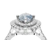 Marquise Double Halo Engagement Ring Setting for a Fancy Blue Lab-Grown Diamond | Pave Shoulders | Sterling Silver