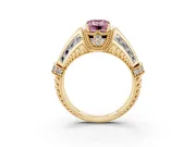 Emerald Cut Vintage Milgrain Engagement Ring Setting for a Fancy Pink Lab-Grown Diamond | Hidden Halo | Yellow Gold