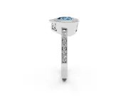 Heart-Shaped Milgrain Halo Engagement Ring Setting for a Fancy Blue Lab-Grown Diamond | Platinum