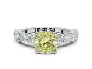 Cushion Cut Engagement Ring Setting for a Fancy Yellow Lab-Grown Diamond | Sterling Silver - Design NV-24455