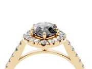 Marquise Halo Engagement Ring Setting for a Black Center | Pavé Shoulders | Yellow Gold