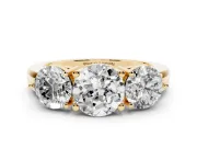 Round Three Stone Engagement Ring Setting | Large Round Side Stones | Yellow Gold