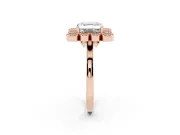 Asscher Cut Vintage Milgrain Bezel Cluster Halo Engagement Ring Setting | Plain Band | Rose Gold
