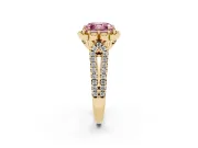 Asscher Cut Floral Halo Engagement Ring Setting for a Fancy Pink Lab-Grown Diamond | Pavé Split Shank | Yellow Gold