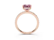 Fancy Pink Asscher Cut Diamond Pavé Band Ring Set in Rose gold with Prong-Set Center Stone