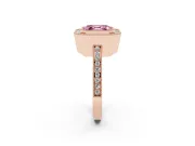 Asscher Cut Milgrain Halo Engagement Ring Setting for a Fancy Pink Lab-Grown Diamond | Rose Gold