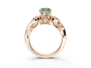 Cushion Cut Swirl Engagement Ring Setting for a Fancy Green Lab-Grown Diamond | Rose Gold